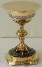 Solid silver gilt antique French Romanesque Chalice.